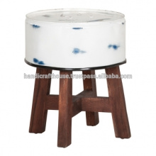 Industrial Barrel Top wooden legs Coffee Table
